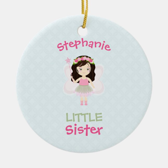 Ornamento De Cerâmica Woodland Fairy Princess Little Sister (Frente)