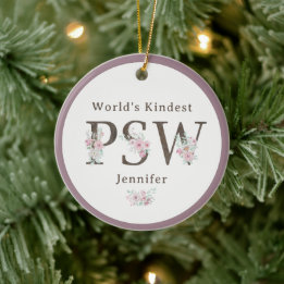 Ornamento De Cerâmica World’s Kindest PSW Floral Christmas