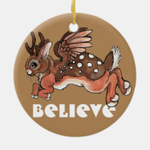 Ornamento De Cerâmica Worlpertinger/Jackalope acreditam