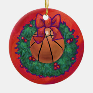 Ornamento De Cerâmica Wreath de Natal Dentro de basquete
