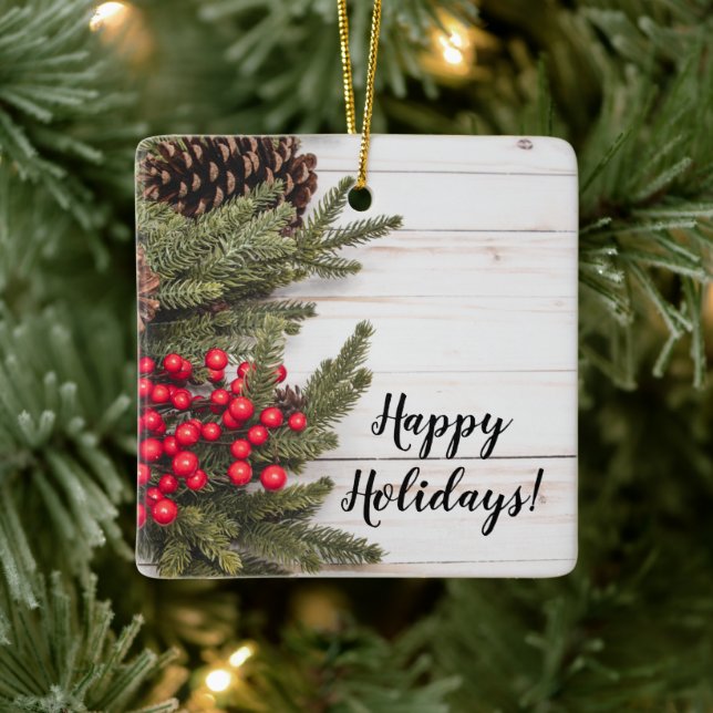 Ornamento De Cerâmica Wreath e Holly Holiday Collection (Árvore)