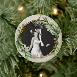 Ornamento De Cerâmica Wreath Newly Wed Photo