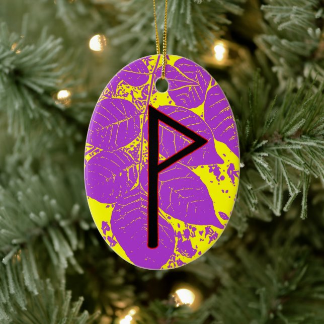 Ornamento De Cerâmica Wunjo Viking Rune Yule Ornament - Joy! (Árvore)