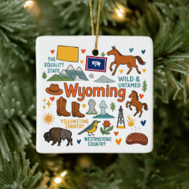 Ornamento De Cerâmica Wyoming Custom Family Trip Christmas