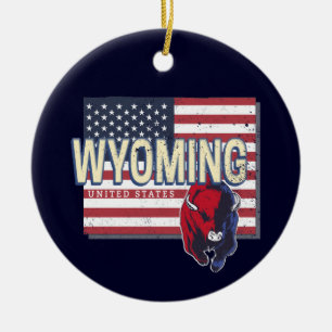 Ornamento De Cerâmica Wyoming Estados Unidos - Retro State Map Vintage E