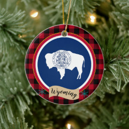 Ornamento De Cerâmica Wyoming, xadrez de búfalos vermelhos e Sinalizador