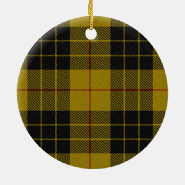 Ornamento De Cerâmica Xadrez amarela de tartan MacLeod (Traseira)