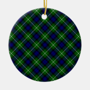 Ornamento De Cerâmica Xadrez azul-tartan