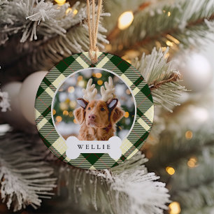 Ornamento De Cerâmica Xadrez Clássica Personalizada Pet Dog Foto e Nome