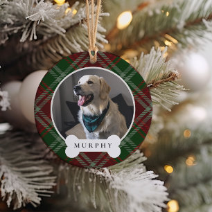 Ornamento De Cerâmica Xadrez Clássica Personalizada Pet Dog Foto e Nome