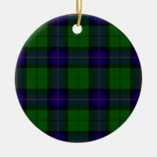 Ornamento De Cerâmica Xadrez do verde azul do tartan do clã de Armstron
