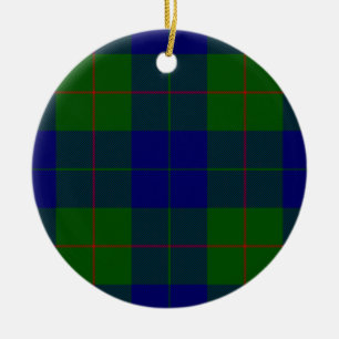 Ornamento De Cerâmica Xadrez do verde azul do tartan do clã de Barclay