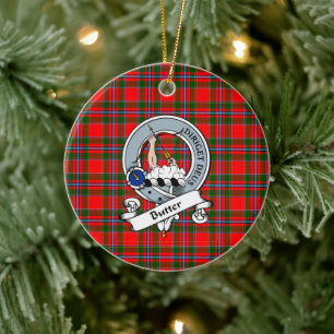 Ornamento De Cerâmica Xadrez Tartan Crachá de Manteiga de Clã