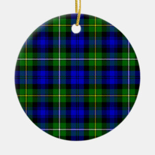 Ornamento De Cerâmica Xadrez verde azul Campbell tartan
