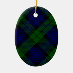 Ornamento De Cerâmica xadrez verde azul de tartan Black Watch