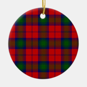 Ornamento De Cerâmica Xadrez verde-vermelha Lindsay tartan