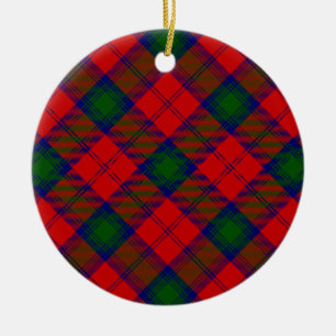 Ornamento De Cerâmica Xadrez verde-vermelha Lindsay tartan