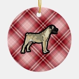 Ornamento De Cerâmica Xadrez vermelha Bullmastiff