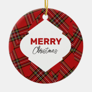 Ornamento De Cerâmica Xadrez Vermelha Feliz Natal