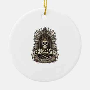 Ornamento De Cerâmica Xeque-Mate Rei Caveira Xadrez Vintage