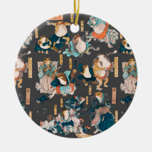 Ornamento De Cerâmica Xilogravura Japonesa de Sapo Kuniyoshi Ukiyo-e