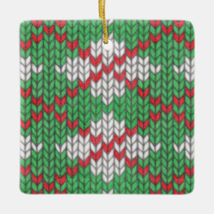 Ornamento De Cerâmica XMAS ARGYLE KNIT Cerâmica Ornamento Quadrado