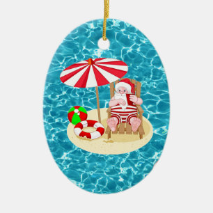 Ornamento De Cerâmica xmas Beach santa claus
