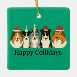 Ornamento De Cerâmica Xmas Collie Ornaments 
