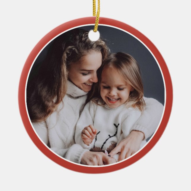 Ornamento De Cerâmica Xmas de Fotografias Personalizadas para Santa Clau (Frente)
