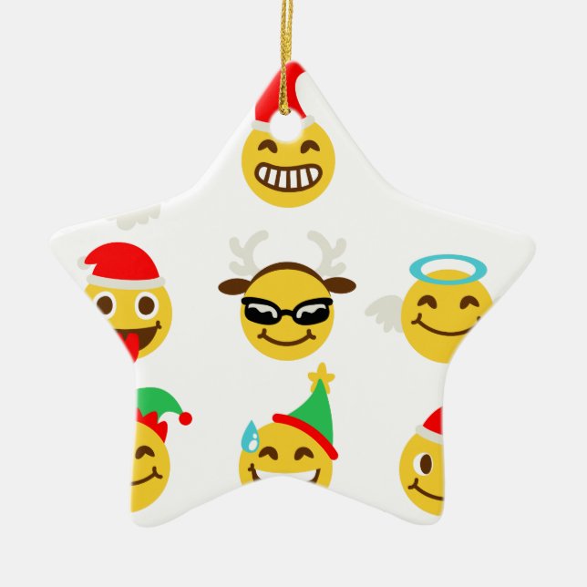 Ornamento De Cerâmica xmas emoji faces felizes (Frente)