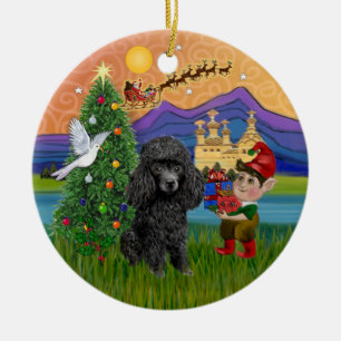 Ornamento De Cerâmica Xmas Fantasy - Black Min ou Toy Poodle