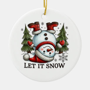 Ornamento De Cerâmica Xmas Gift Deixa-O Neve