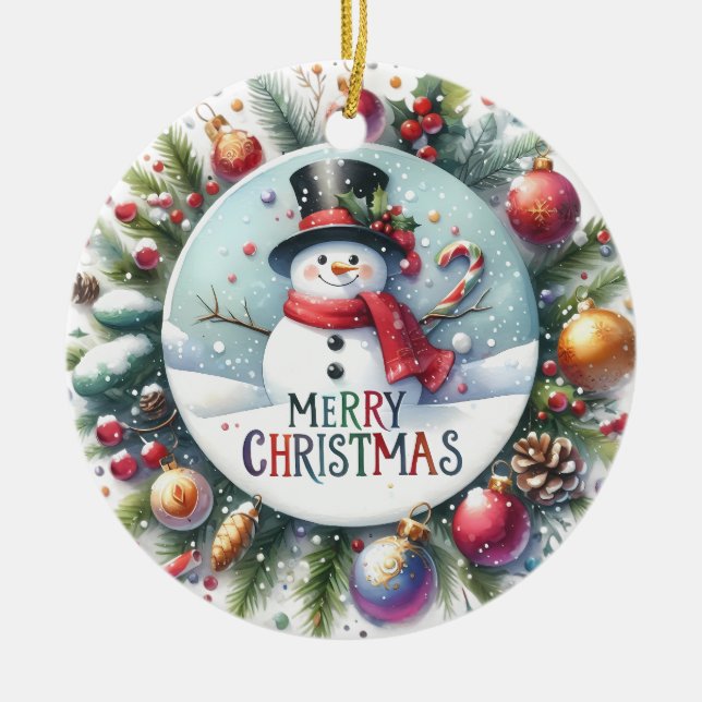 Ornamento De Cerâmica Xmas Gift Feliz Natal (Frente)