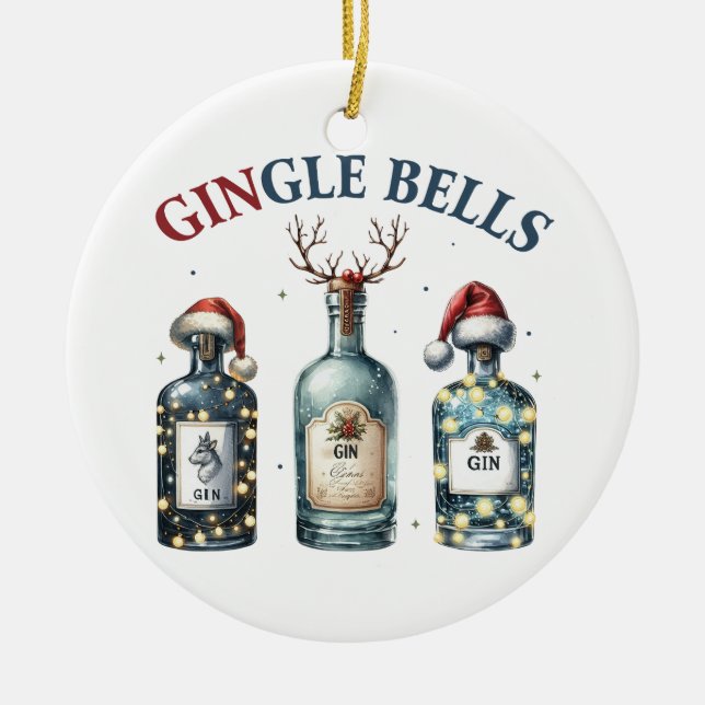 Ornamento De Cerâmica Xmas Gift Gingle Bells (Frente)