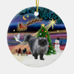Ornamento De Cerâmica Xmas Magic - Blue Smoking Persian cat