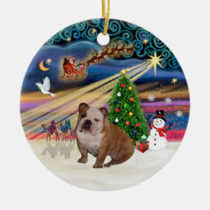 Ornamento De Cerâmica Xmas Magic - Bulldog 1 Inglês (creme castanho)