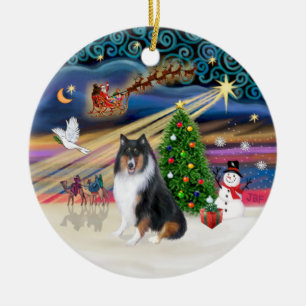 Ornamento De Cerâmica Xmas Magic - Collie (tri colir)