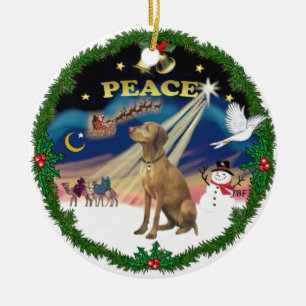 Ornamento De Cerâmica Xmas Magic (coroa) - Vizsla #2
