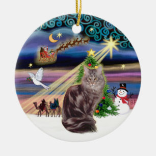 Ornamento De Cerâmica Xmas Magic - Maine Coon cat 10
