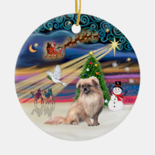 Ornamento De Cerâmica Xmas Magic - Tibetano Spaniel (afwn)