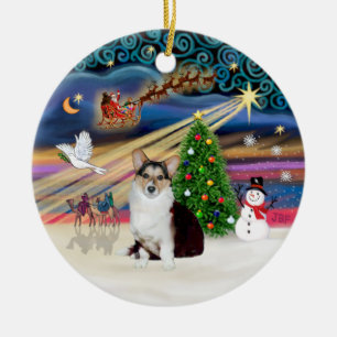Ornamento De Cerâmica Xmas Magic - Welsh Corgi (tricolor)