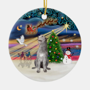 Ornamento De Cerâmica Xmas Magic - Wolfhound irlandês