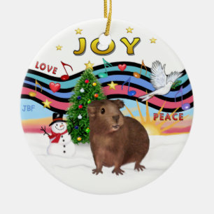Ornamento De Cerâmica Xmas Music 1 - Brown Guiné Pig #3