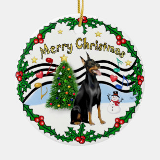 Ornamento De Cerâmica Xmas Music 1 - Doberman Pinscher 1