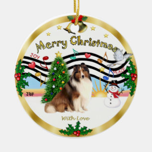 Ornamento De Cerâmica Xmas Music 1 - Shetland Sheepdog nº 7