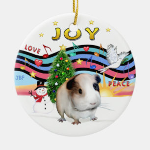 Ornamento De Cerâmica Xmas Music 2 - Brown Guiné Pig #1