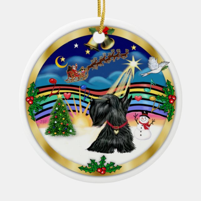 Ornamento De Cerâmica Xmas Music 3 - Scottish Terrier #12 (Frente)