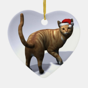 Ornamento De Cerâmica Xmas Orange Tabby