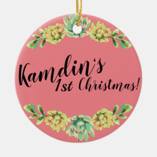 Ornamento De Cerâmica XMAS Ornament Bohemian Cactus Succule Personalizad