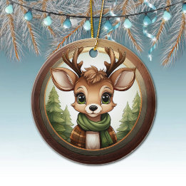 Ornamento De Cerâmica Xmas Reindeer Character Christmas Doe Antlers 🦌🎄